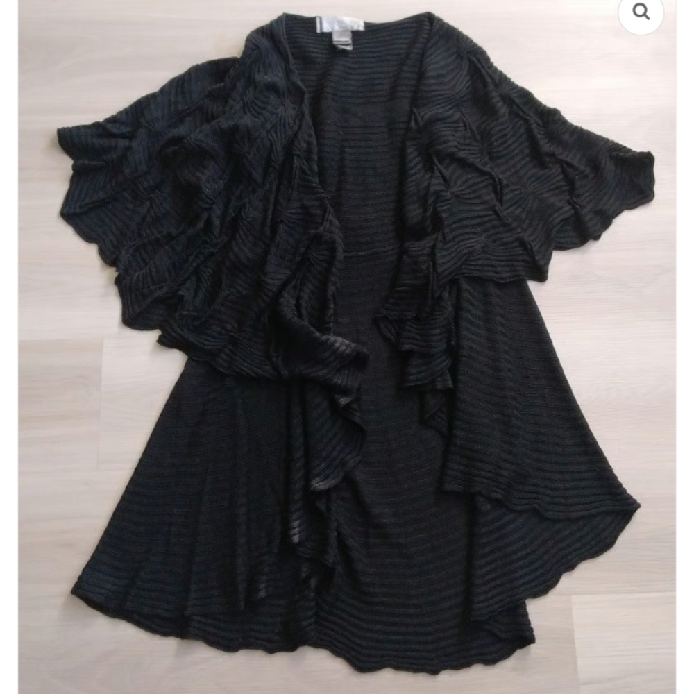 Pepa Pombo Vintage cape duster Knit pintuck black Avant garde one sz